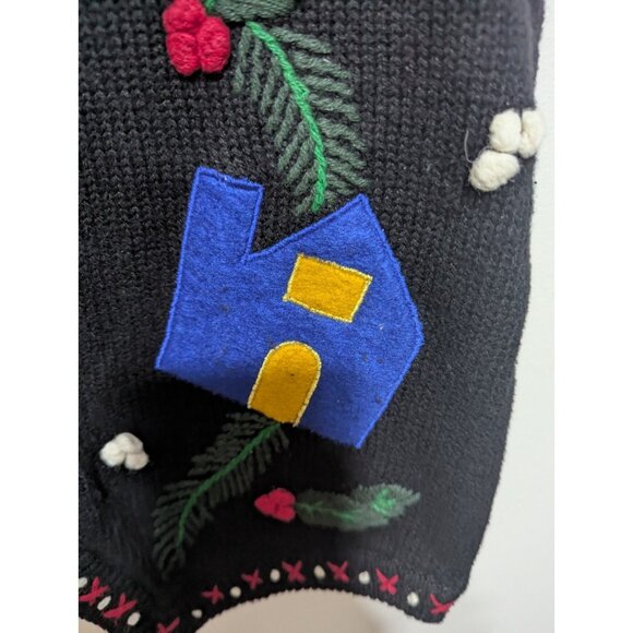 Vintage Bryn Connely Christmas Sweater Vest Petite Size P Holiday Full Zip - Picture 3 of 9